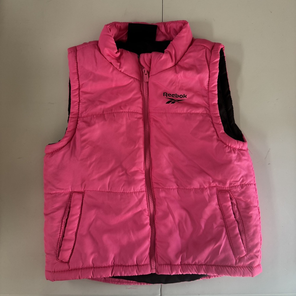 Reebok Puffer Vest 4 Pink Quilted Sleeveless Jacket